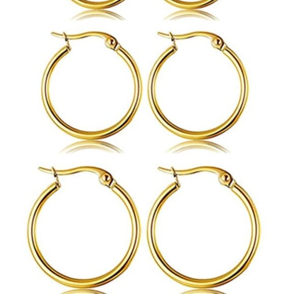 Jewelry - Gold Silver Hoop Earrings Set for Women Men Hypoallergenic Stainless Steel